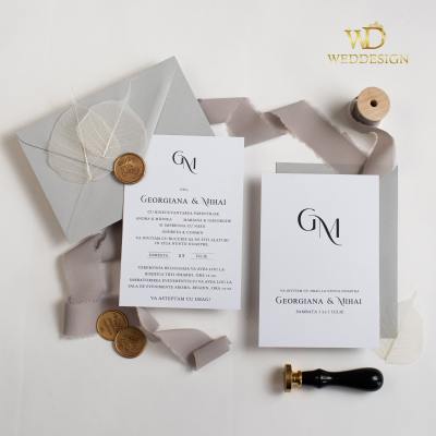 invitatie de nunta simply gray