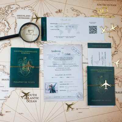 invitatie pasaport verde smarald