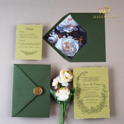 invitatie nunta carton olive