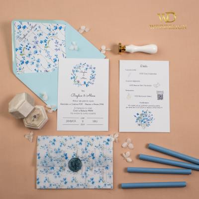 invitatie de nunta dusty blue