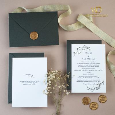 invitatie de nunta delicate green